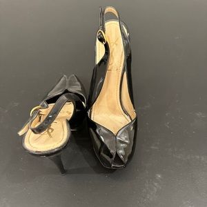 YSL platform peep toe shoe